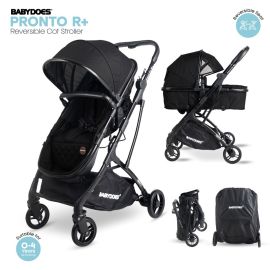 BABYDOES PRONTO R+ - 2-in-1 Reversible Cot Stroller with 5-Point Harness, Reversible Seat - Dark Grey -  WB-CH-TR 2525A SN - Toysuae.com