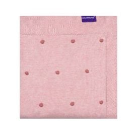 Clevamama - Knitted Pom Pom Baby Blanket - Organic Cotton 80x100cm - Pink - WB-3491 - Toysuae.com
