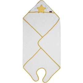 Clevamama - Bamboo Apron Baby Bath Towel - White & Honey - WB-3534 - Toysuae.com