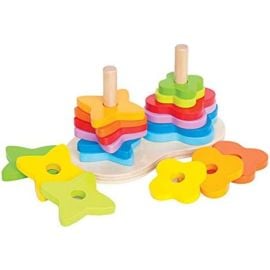 Hape - Double Rainbow Stacking And Building Wooden Toy - 19pcs -  E0406 - Toysuae.com
