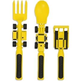 Eazy Kids - Spoon, Fork And Pusher Set - Yellow Truck -  SAM-EZ_CSFP_YE - Toysuae.com