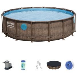 Bestway Power Steel Vista Round Pool Set - 488 x 122 cm - Brown -  ALGT-56725 - Toysuae.com