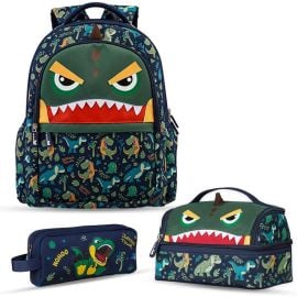 Nohoo - Kids 16 Inch School Bag with Lunch Bag and Pencil Case 3Pcs - Dino Green -  SAM-CMNH_S3SBLBPC_DIGR - Toysuae.com