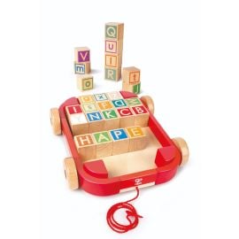 Hape - Pull Along Cart With Stacking Blocks -  E0487 - Toysuae.com
