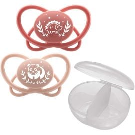 Nip - Butterfly Soother With Sterilizer Box 2 pcs - Light And Dark Pink