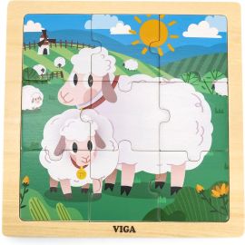 Viga toys - Wooden 9-Piece-Puzzle  - Sheep