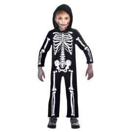 Party Costume - Child Classic Skeleton Jumpsuit with Hood Halloween Costume - 8-10 Years - PC-9907092 - Toysuae.com