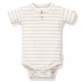 Little Dutch - Short Sleeve Bodysuit - Stripe Sand White 0-1 Months -  SPK-CL24220008 - Toysuae.com
