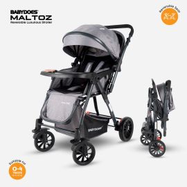 Babydoes -  MALTOZ  Baby Stroller with 5-Point Harness Up to 20 kg - Grey -  WB-CH-BL 8202B SN - Toysuae.com