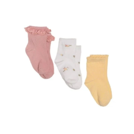 Little Dutch - 3 Pack Baby Socks - Flower Pink, White Meadows, Honey Yellow 6-12 Months -  SPK-CL24029014 - Toysuae.com