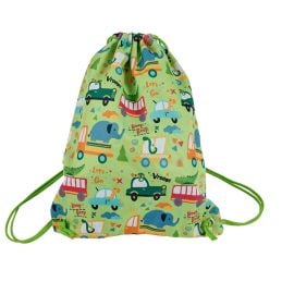 Eurekakids - Car printed Drawstring School Bag - Green -  R7510A - Toysuae.com
