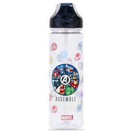Eazy Kids - 2 In 1 Marvel Avengers Assemble Water Bottle - 650ml Black - SAM-EZ_MVWB_AVBK - Toysuae.com
