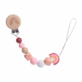Factory Price - Sandi Silicone & Wooden Pacifier Clip - Peach -  FP-1909-52A - Toysuae.com