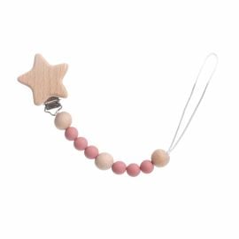 Factory Price - Star Silicone & Wooden Pacifier Clip - Pink -  FP-1909-54B - Toysuae.com