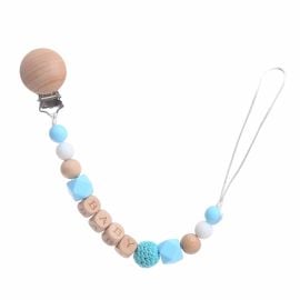 Factory Price - Sean Silicone & Wooden Pacifier Clip - Blue - FP-1909-55A - Toysuae.com
