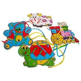 Brain Giggles Montessori Wooden Lacing Toy