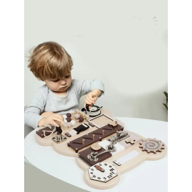 Factory Price - 12-In-1 Bear Shaped Montessori Wooden Busy Board -  FP-2101-23 - Toysuae.com