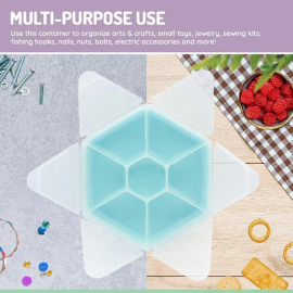 Melii - 6 Compartment Hexagon Snackle Box - Blue -  MMZ-23710 - Toysuae.com