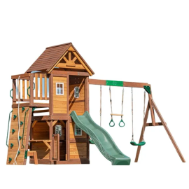 Mount Peak - Kazbek Swing Set And 2 Level Play House With Wooden Roof -  WT-MP76145 - Toysuae.com