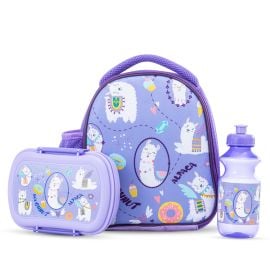 Nova Kids - Lunch Bag Combo with Lunch Box and Water Bottle - Lama Purple -  SAM-NK_S3LBBXWB_DONPU - Toysuae.com