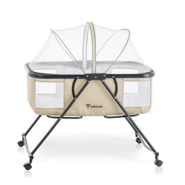 Teknum - 3 in 1 Baby Cot/Cradle With Mosquito Net And Wheels - Ivory -  SAM-TK_BA3in1_IV - Toysuae.com