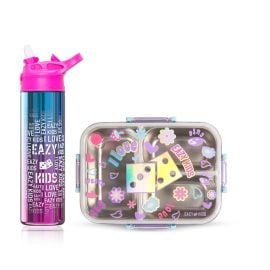Eazy Kids - 3 Compartment 800ml SS Bento Lunch Box With Steel Water Bottle - Floral Purple -  SAM-CMEZ_LBSSWB520_FWPU - Toysuae.com