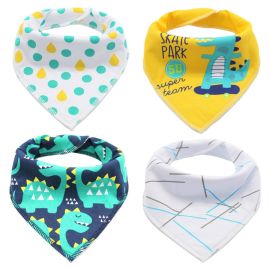 Little Story - Bandana Drool Bibs Pack of 4 - Dinosaur -  SAM-LS_BDBS4_DI - Toysuae.com