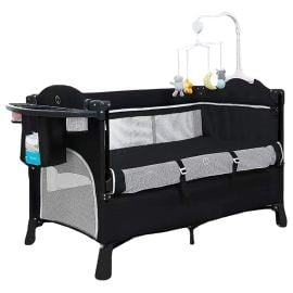 Teknum - 4 in 1 Baby Bedside Co-Sleeper Bassinet And Playpen With Rocker - Black -  SAM-TK_4in1PC_BL - Toysuae.com