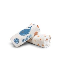 Nuluv - Bamboo Cotton Baby Burp Cloths - Whale - SPK-NL-BP-1032 - Toysuae.com