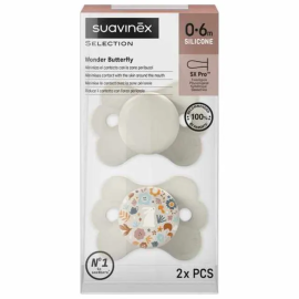 Suavinex - SX Pro Ultra Soft Butterfly Shape Baby Pacifier - Beige - 0-6 months 