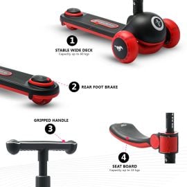 Ford Mustang - Glider Scooter for Kids with Seat Adjustable Height Sporty Design - Black