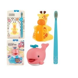 Flipper - Toothbrush With Cover And Toothpaste Tube Squeezer - Giraffe And Pink Whale -  BNDLE00141 - Toysuae.com