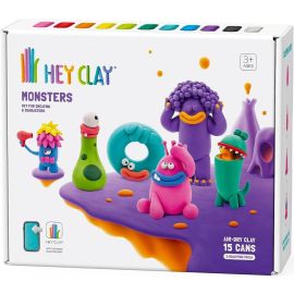 Hey Clay - Monster Set Colourful Modelling Air Dry Clay Kit 15 Cans -  HC15018 - Toysuae.com